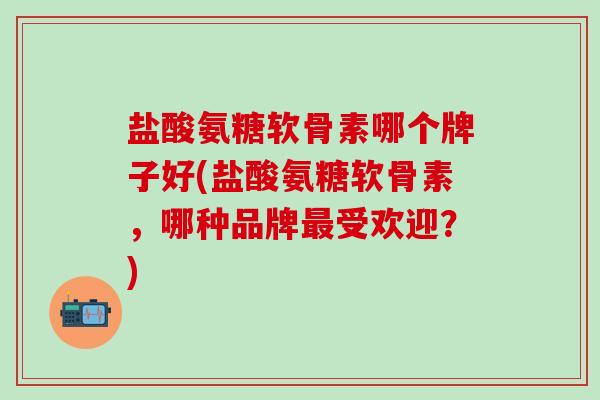 盐酸氨糖软骨素哪个牌子好(盐酸氨糖软骨素，哪种品牌最受欢迎？)
