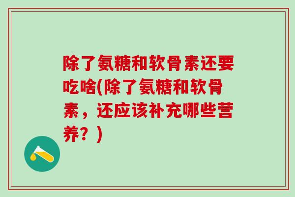 除了氨糖和软骨素还要吃啥(除了氨糖和软骨素，还应该补充哪些营养？)