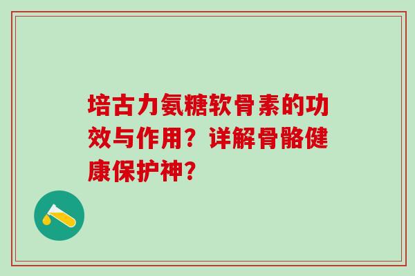 培古力氨糖软骨素的功效与作用？详解骨骼健康保护神？