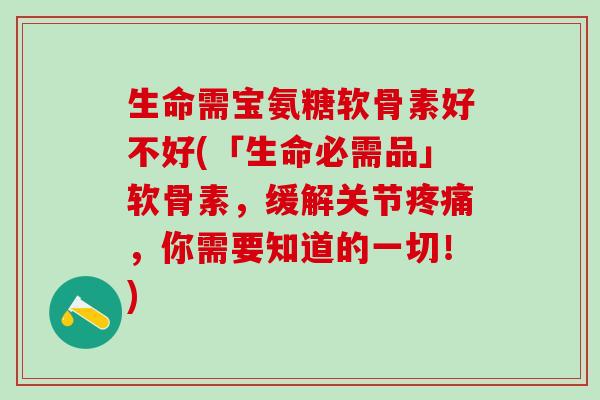 生命需宝氨糖软骨素好不好(「生命必需品」软骨素，缓解关节疼痛，你需要知道的一切！)