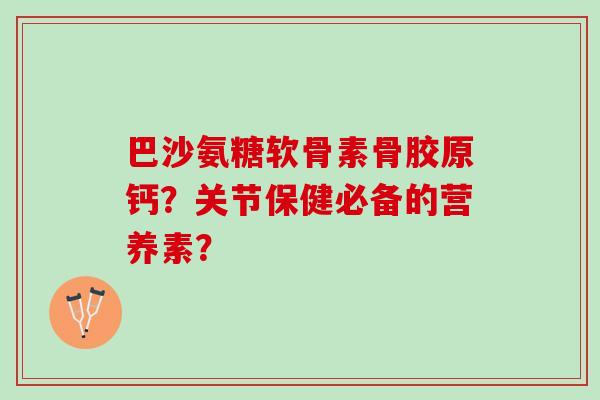 巴沙氨糖软骨素骨胶原钙？关节保健必备的营养素？