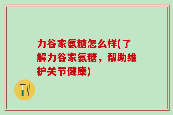 力谷家氨糖怎么样(了解力谷家氨糖，帮助维护关节健康)