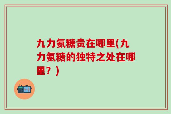 九力氨糖贵在哪里(九力氨糖的独特之处在哪里？)