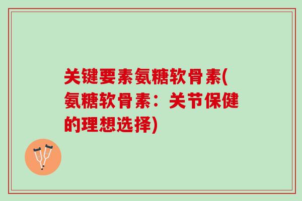 关键要素氨糖软骨素(氨糖软骨素：关节保健的理想选择)