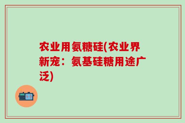 农业用氨糖硅(农业界新宠：氨基硅糖用途广泛)