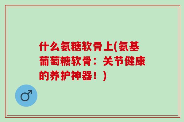 什么氨糖软骨上(氨基葡萄糖软骨：关节健康的养护神器！)