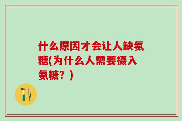 什么原因才会让人缺氨糖(为什么人需要摄入氨糖？)