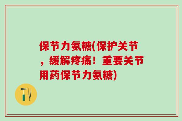 保节力氨糖(保护关节，缓解疼痛！重要关节用药保节力氨糖)