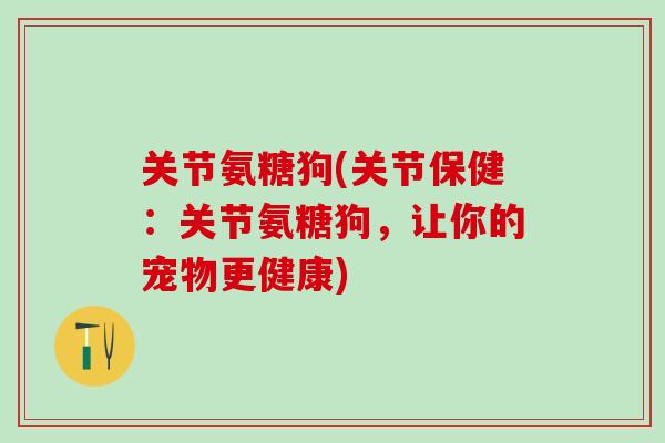关节氨糖狗(关节保健：关节氨糖狗，让你的宠物更健康)