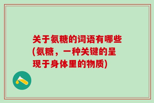 关于氨糖的词语有哪些(氨糖，一种关键的呈现于身体里的物质)