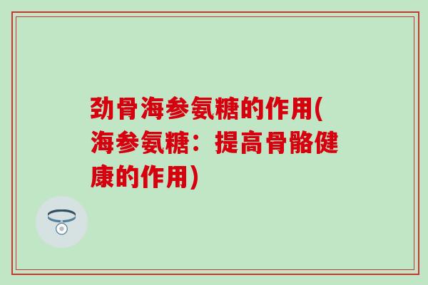 劲骨海参氨糖的作用(海参氨糖：提高骨骼健康的作用)