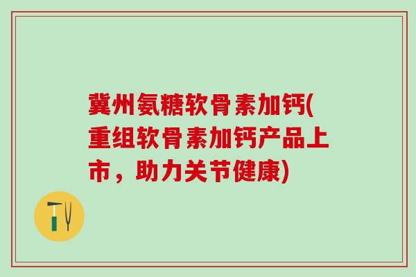 冀州氨糖软骨素加钙(重组软骨素加钙产品上市，助力关节健康)