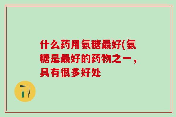 什么药用氨糖最好(氨糖是最好的药物之一，具有很多好处