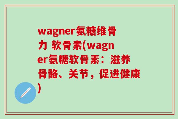 wagner氨糖维骨力 软骨素(wagner氨糖软骨素：滋养骨骼、关节，促进健康)