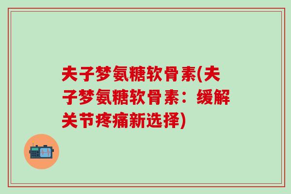 夫子梦氨糖软骨素(夫子梦氨糖软骨素：缓解关节疼痛新选择)