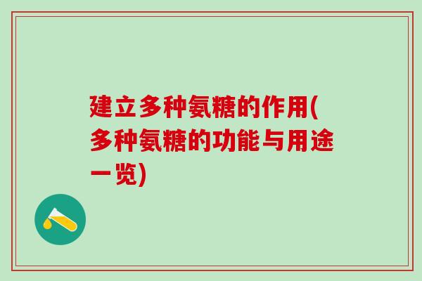 建立多种氨糖的作用(多种氨糖的功能与用途一览)