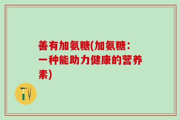 善有加氨糖(加氨糖：一种能助力健康的营养素)