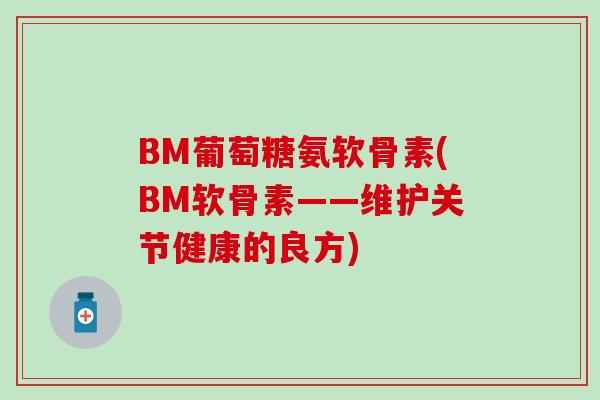 BM葡萄糖氨软骨素(BM软骨素——维护关节健康的良方)
