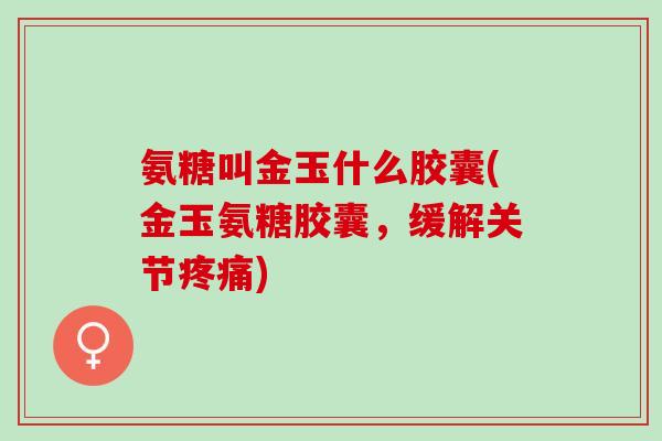 氨糖叫金玉什么胶囊(金玉氨糖胶囊，缓解关节疼痛)