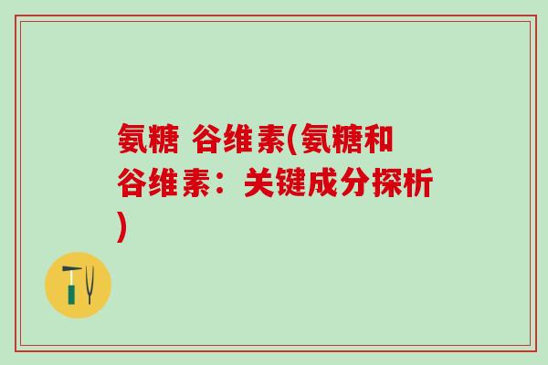 氨糖 谷维素(氨糖和谷维素：关键成分探析)