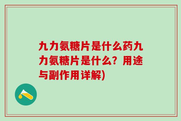 九力氨糖片是什么药九力氨糖片是什么?用途与副作用详解) 九力氨糖片是什么药九力氨糖片是什么?用途与副作用详解)