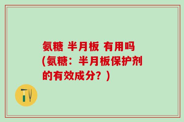 氨糖 半月板 有用吗(氨糖：半月板保护剂的有效成分？)