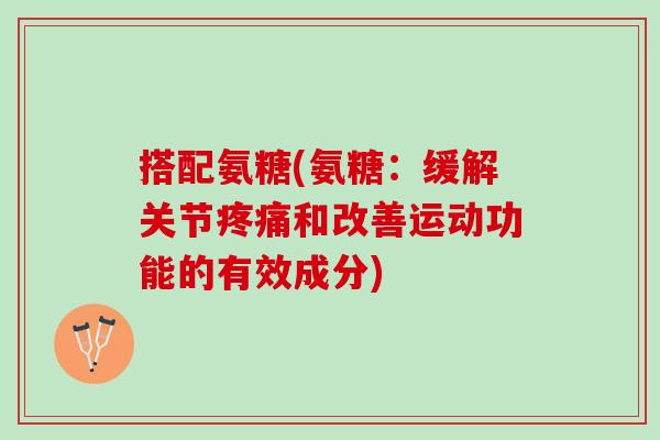 搭配氨糖(氨糖:缓解关节和改善运动功能的有效成分) 搭配氨糖(氨糖:缓解关节和改善运动功能的有效成分)