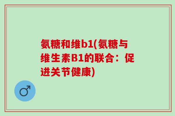 氨糖和维b1(氨糖与维生素B1的联合：促进关节健康)