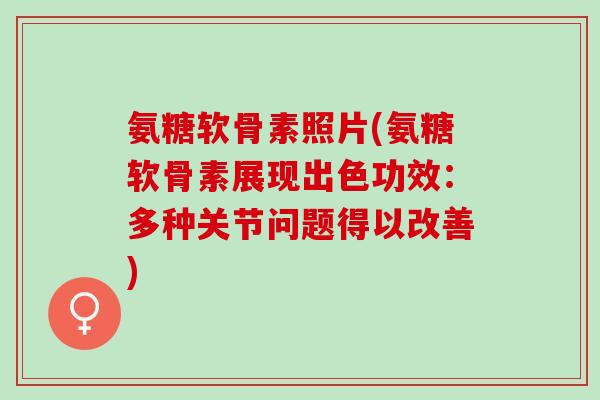 氨糖软骨素照片(氨糖软骨素展现出色功效：多种关节问题得以改善)