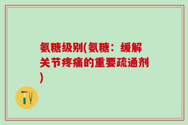氨糖级别(氨糖：缓解关节疼痛的重要疏通剂)