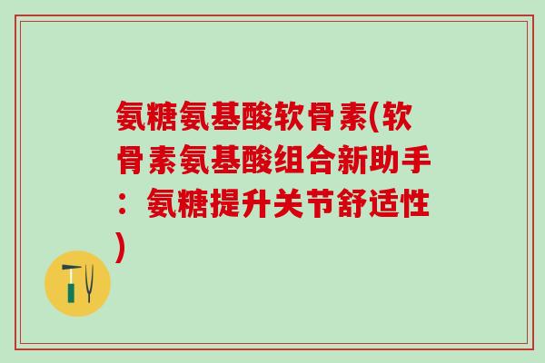 氨糖氨基酸软骨素(软骨素氨基酸组合新助手：氨糖提升关节舒适性)