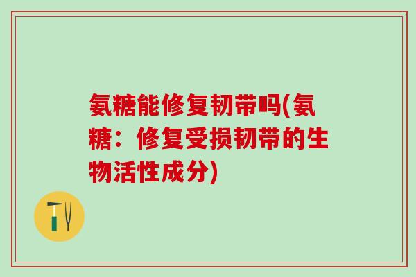 氨糖能修复韧带吗(氨糖：修复受损韧带的生物活性成分)