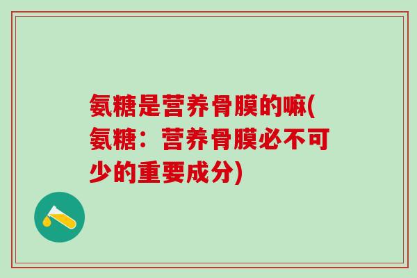 氨糖是营养骨膜的嘛(氨糖：营养骨膜必不可少的重要成分)