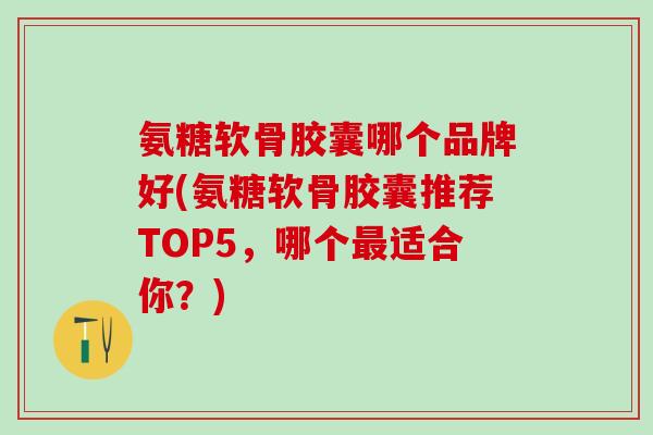 氨糖软骨胶囊哪个品牌好(氨糖软骨胶囊推荐TOP5，哪个适合你？)