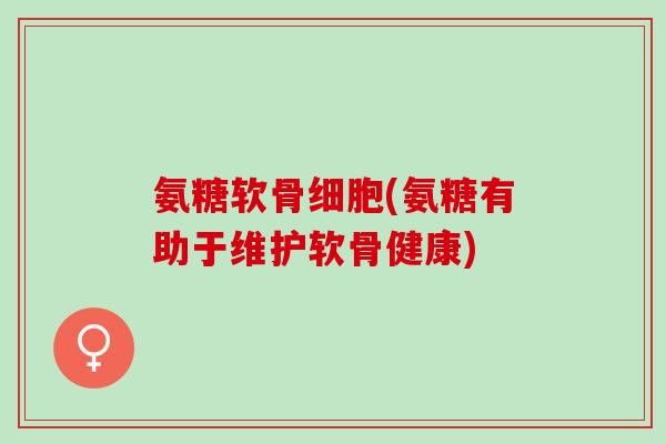 氨糖软骨细胞(氨糖有助于维护软骨健康)