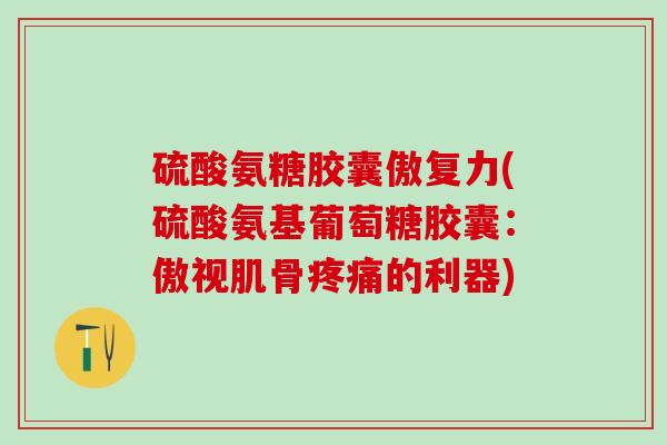 硫酸氨糖胶囊傲复力(硫酸氨基葡萄糖胶囊：傲视肌骨的利器)
