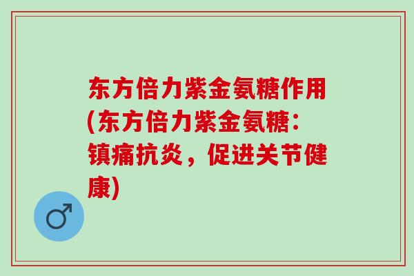 东方倍力紫金氨糖作用(东方倍力紫金氨糖：，促进关节健康)