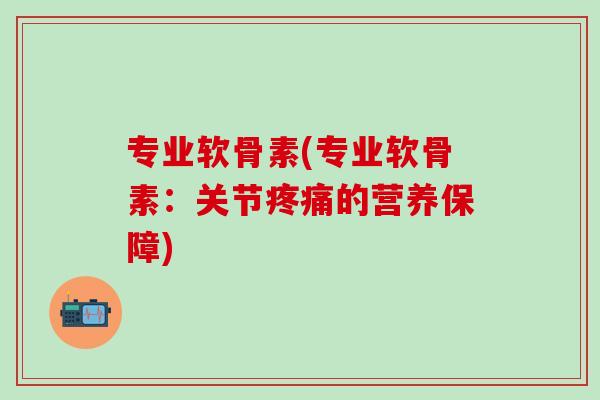 专业软骨素(专业软骨素：关节的营养保障)