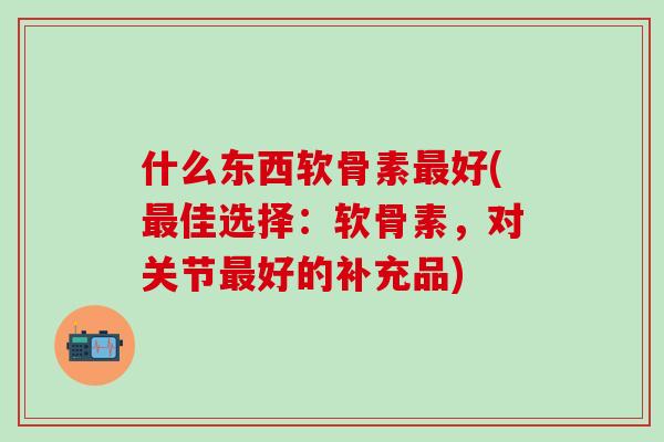 什么东西软骨素最好(最佳选择：软骨素，对关节最好的补充品)