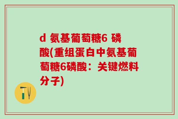 d 氨基葡萄糖6 磷酸(重组蛋白中氨基葡萄糖6磷酸:关键燃料分子) d 氨基葡萄糖6 磷酸(重组蛋白中氨基葡萄糖6磷酸:关键燃料分子)