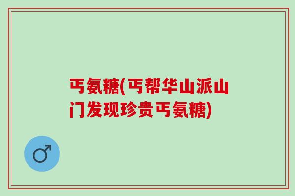丐氨糖(丐帮华山派山门发现珍贵丐氨糖)