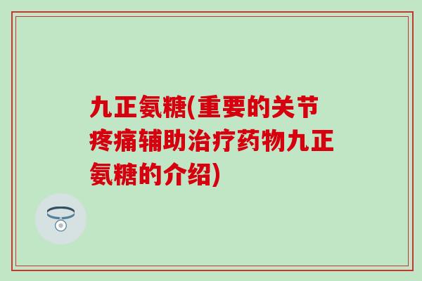 九正氨糖(重要的关节疼痛辅助治疗药物九正氨糖的介绍)