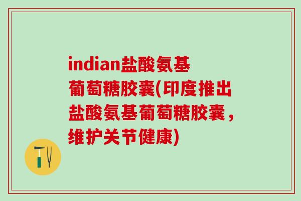 indian盐酸氨基葡萄糖胶囊(印度推出盐酸氨基葡萄糖胶囊，维护关节健康)