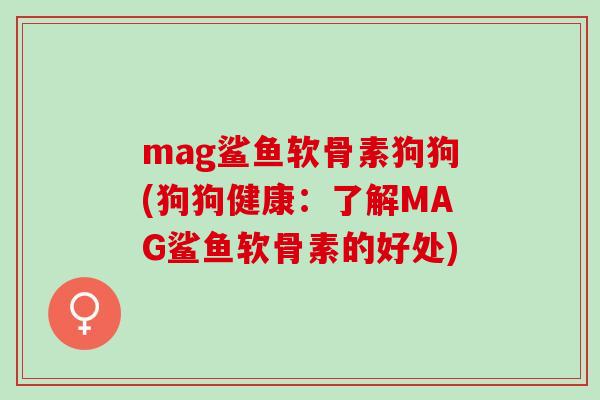 mag鲨鱼软骨素狗狗(狗狗健康：了解MAG鲨鱼软骨素的好处)