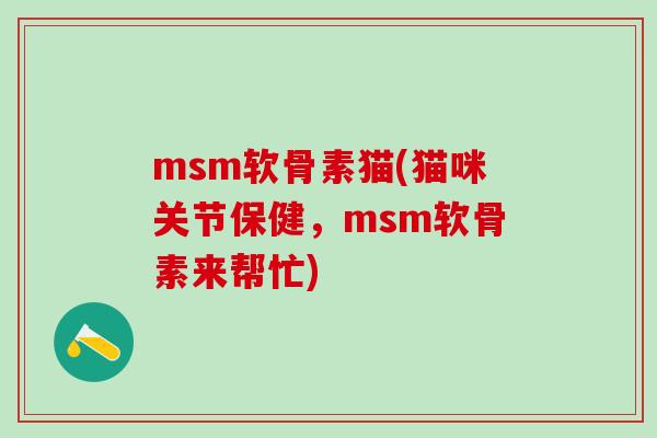 msm软骨素猫(猫咪关节保健，msm软骨素来帮忙)