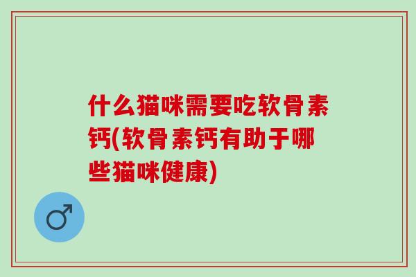 什么猫咪需要吃软骨素钙(软骨素钙有助于哪些猫咪健康)