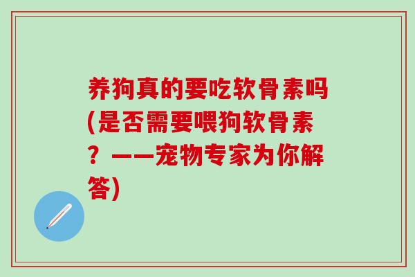 养狗真的要吃软骨素吗(是否需要喂狗软骨素？——宠物专家为你解答)