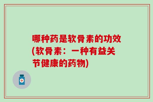 哪种药是软骨素的功效(软骨素：一种有益关节健康的药物)