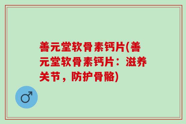 善元堂软骨素钙片(善元堂软骨素钙片：滋养关节，防护骨骼)
