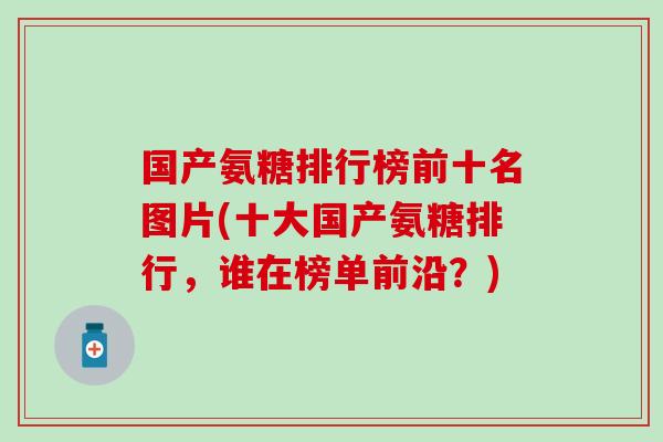 国产氨糖排行榜前十名图片(十大国产氨糖排行，谁在榜单前沿？)